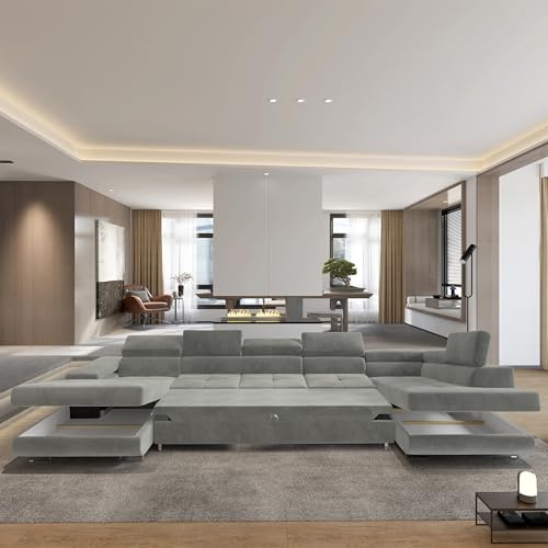 Masseno Ecksofa TORIVA R-S mit Schlaffunktion U-Form, Sofa mit Bettkasten, Wohnzimmersofa, Couch, Soffa, Bettsofa, Couchgarnitur- Wrzosowy, Monolith 62 – Bild 3