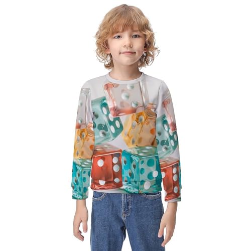 Varicoloured Dice IsolatedChildren's Casual Pullover Sweatshirt Loose Fit7-9Y