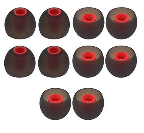 Image of Silicone Rubber Earbuds Tips, Eartips, Earpads, Earplugs, for Replacement in Earphones and Bluetooth Medium Size (10 Pcs (5 Pair), Black)
