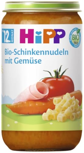 HiPP Bio-Schinkennudeln mit Gemüse (6 x 250g), Menü ab 12. Monat, mit Omega-3, in bester Bio-Qualität
