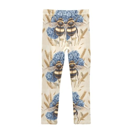 Boccsty Watercolor Bumblebee Flower Girls Leggings Kids Yoga Pants Dance Active Tights 4T2