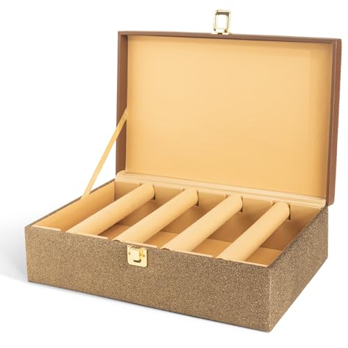 Image of Birch & Co. Bangle Organizer - Bangles Box for Women - Chudi Box for Bridal - Bangle Storage Box for Bride, Durable & Elegant Bangle Holder, Large, Gold,Engineered Wood