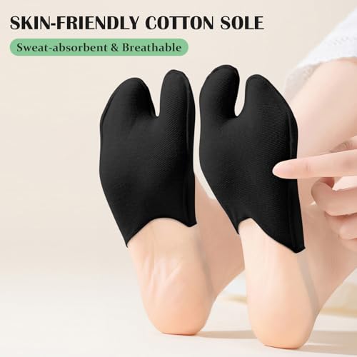 Image of No Show Socks with Invisible Sling Back Womens, 6 Pairs Low Cut Half Toe Topper Socks with Non-Slip Straps for Heels