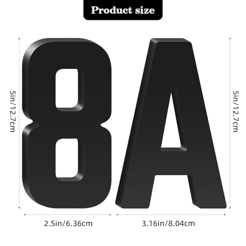 5 Inch Floating Acrylic House Numbers Letters, Adhesive Acrylic House Address Numbers for Outside, Modern Black Adhesive Address Letter and Number for Home Office Apartment (2)