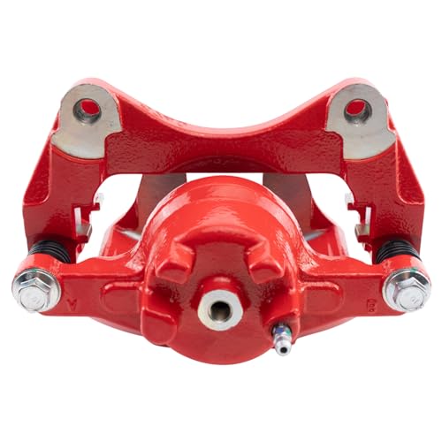 Image of TRQ Front Left Brake Caliper w /Bracket Performance Red Drivers Side | For 2011-2014 Chrysler 200 2007-2010 Sebring 2008-2014 Dodge Avenger 2007-2012 Caliber 2007-2017 Jeep Compass Patriot