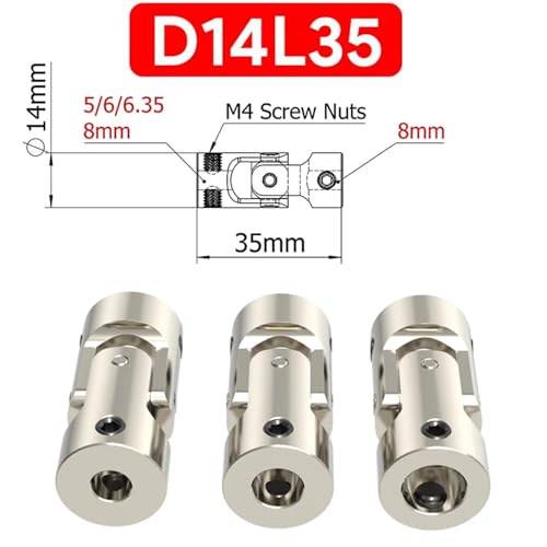 Junta cardán de metal D14L35 acoplamiento universal de eje para conector de motor de barcos 4