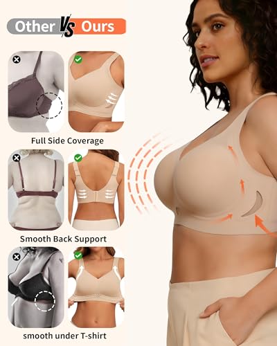 Image of Smoothing Bra Anti Sagging Wireless Push Up Bras for Women No Underwire Full Coverage Bra Comfy Bras for Women