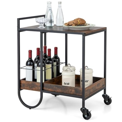 EXKURPOO Carrito Camarera Carrito de Bar Industrial con Ruedas for Servir Buffet y botellero de Alambre metálico