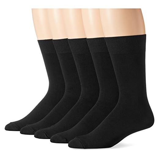 Amazon Essentials Men's Dress Socks, 5 Pairs, Size 8-12, Black