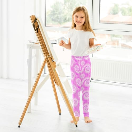 ALAZA Girls' Leggings Children's Yoga Pants Skinny Printed Dance Hotpink Tie Dye Comfortable 4T4