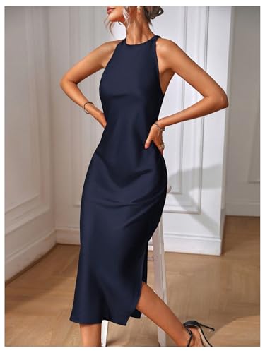 Floerns Women's Elegant Sleeveless Crew Neck Maxi Dress Slit Cocktail Tank Dress4