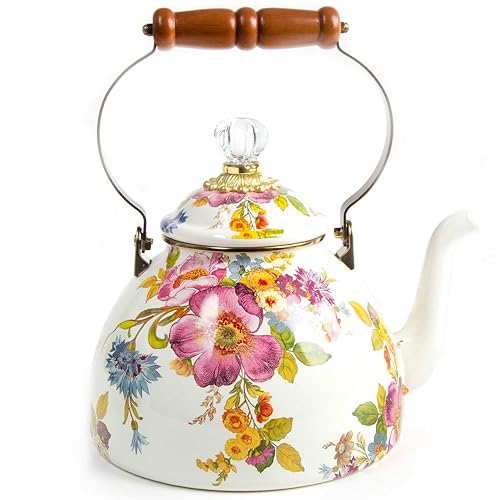MACKENZIE-CHILDS Enamel Tea Kettle, Stylish Tea Kettle for S...