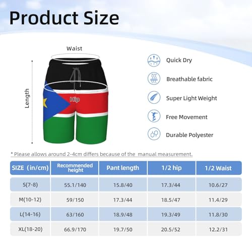 Flag of South Sudan Youth Beach Pants, Soft and Breathable, with Drawstring Waist, Suitable for Sports and Leisure. 5