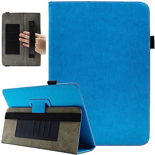 Universal 10 10.1 11 Inch Tablet Case, Viclowlpfe Protective Folio Stand Android 16 15 Case for 9.6-11 Inch Tablet with Hand Strap and Cards Slots, Blue