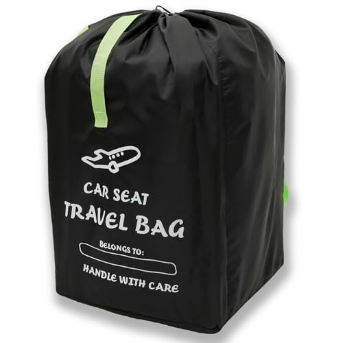 Oxford Cloth Car Seat Bag Large Capacity Car Seat Cover Bag with Drawstring and Wide Shoulder Strap for Airplane(Black)