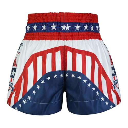 Foto von Tuff Sport Muay Thai Shorts Boxshorts MMA Kickboxen Traditionelle Styles Nation Shorts, Tuf-ms663-weiß, Mittel