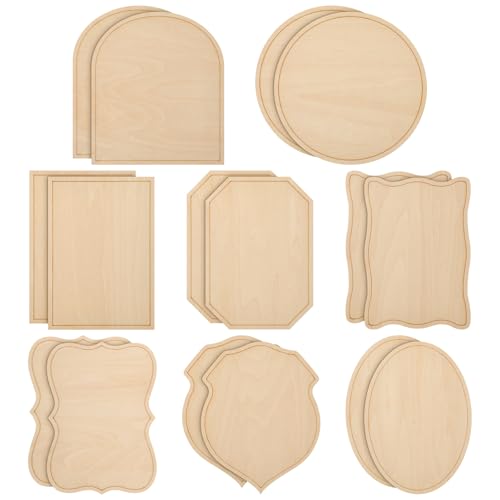 Nuanchu 16 Blocks 6.5 x 4.5 Unfinished Wooden Plaques in Various Shapes for Various Painting Ideas Wood Sign for Burning DIY Crafts(Style 1)