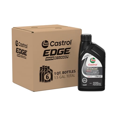 Image of Castrol EDGE High Mileage 0W-20 Advanced Full Syn Motor Oil, 1 Qt, 6 Pack