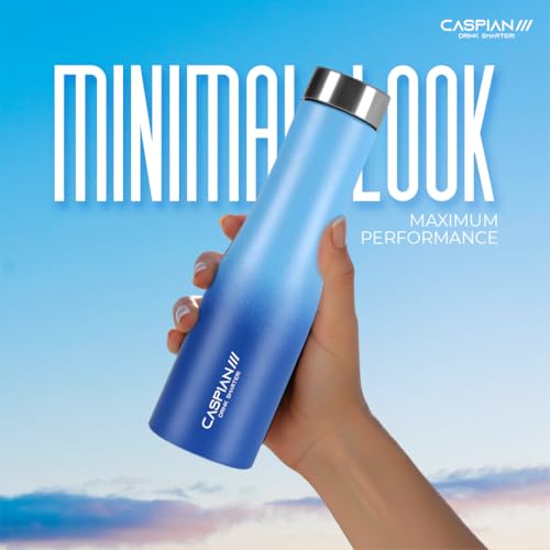 Image of CASPIAN / / / Aqua ISI Certified Stainless Steel Water Bottle 1ltr. (M Blue, 1 Litre, Set of 3) | Leak Proof Thunder for Fridge Home Office Travel School Kids Boys Girls Adults Sports Gym Yoga| BPA Free