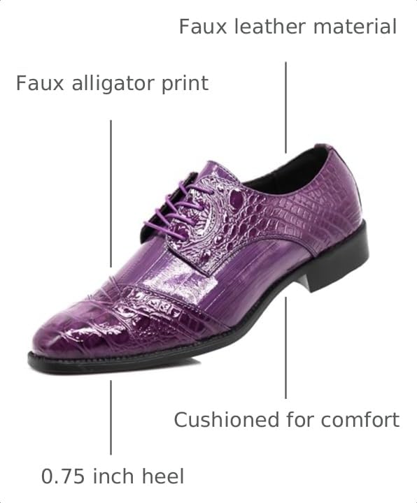 Image of STW Men's Alligator Crocodile Print Oxfords Fashion Lace Up Dress Shoes