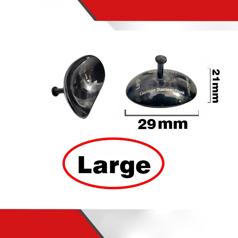 Corneal Eye Shield Protector, Stainless Steel, 29mm x 21mm Large, Black, 2-Piece Set