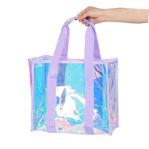 1 Set Large Capacity Beach Tote Bag Set for Women Durable PVC Material with Convenient Hanging Pouch for Summer Outings and Travel4