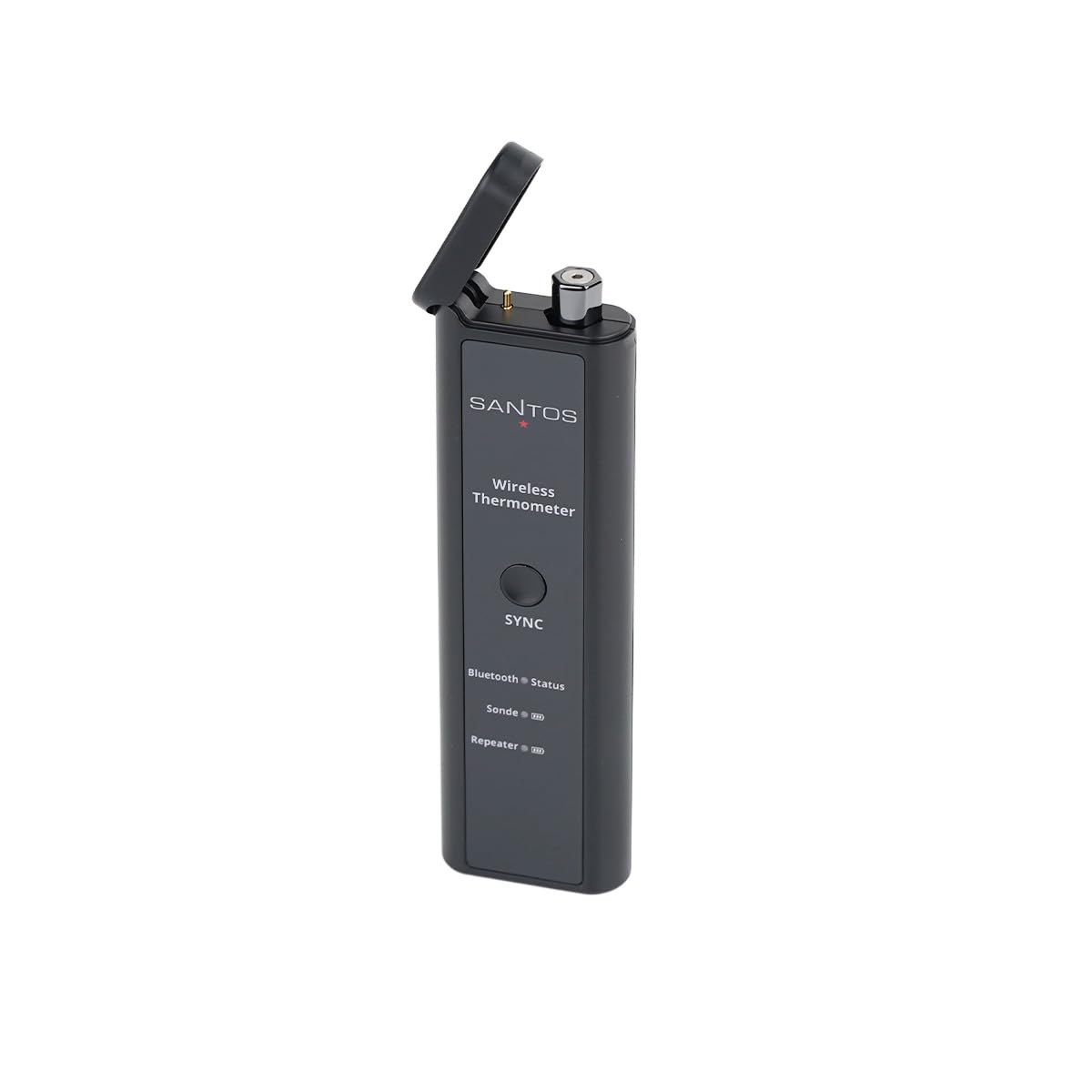 SANTOS Wireless Grillthermometer – Perfekte Grillkontrolle per App (Android & iOS)– Kabellos – 100m Reichweite – Dual-Sensor – Bis 300°C – Magnet-Halterung