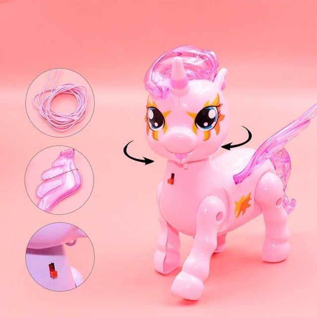 Image of Premium Battery Operated Walking Leash Unicorn | Dancing Glowing Musical Toy with Flashing LED Lights and Music | Unicorn for Kids 3+ Years | Girls Birthday Gift