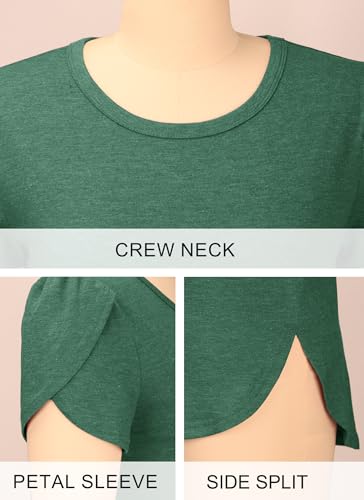 Image of Herou Women's Casual Long /Short Sleeve T Shirt Crewneck with Side Split Fall Pullover Loose Tunic Sweater Tops