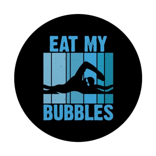 Eat My Bubbles For Swimming Lovers Swim Team - Funny Swimmer PopSockets Swappable PopGrip, Black - Image 3