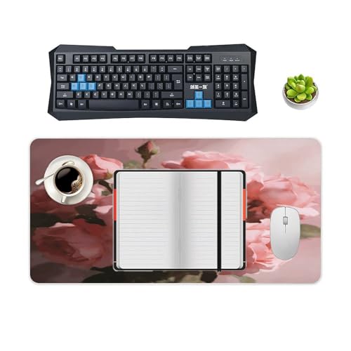 Tapete de escritorio grande color rosa polvo impermeable miniatura 4