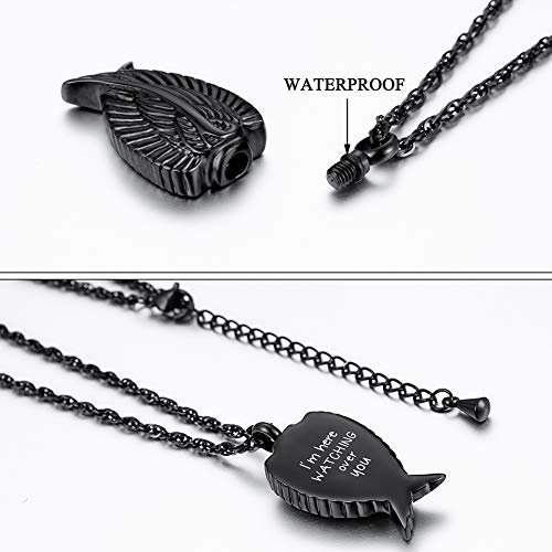 Angel Wing Cremation Necklace for Ashes Stainless Steel Urn Pendant Ashes Holder Memorial Jewelry-I’m Here WATCHING Over You3