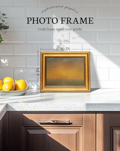 Image of VIYYIEA Vintage Gold Framed Wall Art for Living Room, Landscape Canvas Prints Home Decor, Oil Painting Picture, Bedroom Wall Decor Gifts for Friends or Family -【Afterglow】-(10L x 8W)