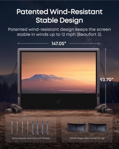 Image of Soundcore Nebula 120-Inch Silent Inflatable Theater Screen with Air-Tight Design for Zero Noise, Battery-Powered Pump, Wind-Resistant Structure, Anti-Wrinkle Material for Sharp Image Quality