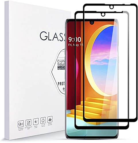 2 Stück Full Screen Kompatibel mit für LG Velvet 5G Schutzfolie, 9H Härte Panzerglasfolie, HD Klar Glas Displayschutzfolie, Blasenfrei, Anti-Kratz Schwarz Rand Cover