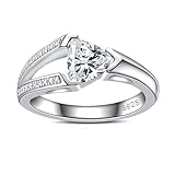 AimiIee Moissanite Engagement Ring 1CT Center Stone D Color VVS1 Clarity 925 Sterling Silver Vintage Triangle Promise Anniversary Wedding Statement Rings for Women Men with Certificate 7.5
