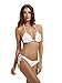 zeraca Women's Tie Side Bottom Triangle Bikini Swimsuits (M10, White)