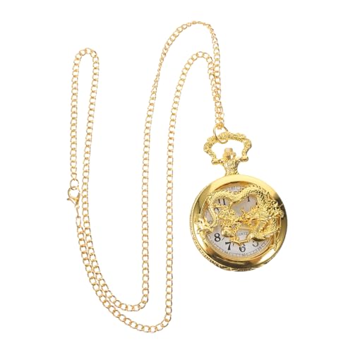 Adorainbow Relógio De Bolso Dragão Dourado Relógio De Bolso Portátil Relógio De Bolso Criativo Relóg