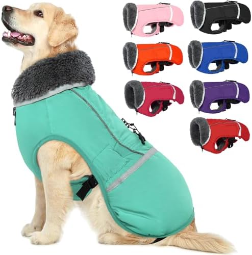 QBLEEV Warm Dog Coat - Waterproof Reflective Jacket, Thick Fleece...