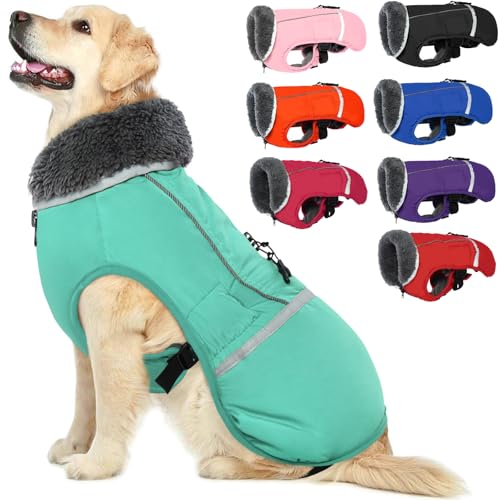 Image of QBLEEV Warm Dog Coat, Reflective Dog Jacket, Waterproof Dogs Winter Coat