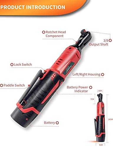 Image of AOBEN 3 /8 inch 12V Power Electric Ratchet Wrench Set with 1 2000mAh Lithium-Ion Battery And Charger