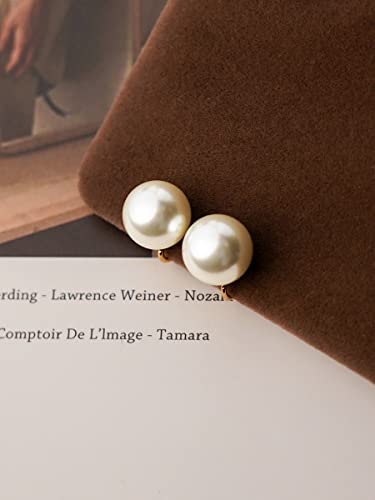 Tonluyax White Pearl Clip On Earrings For Women 12 Mm Simple Pearl Clip Stud Earrings Faux Earrings thumb #4