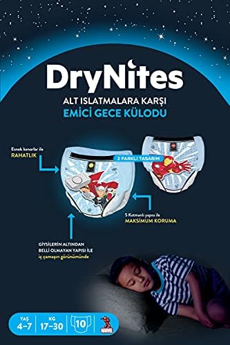 Huggies 410138 DryNites Boy Spodnie Piżamowe Dla Chłopców 4-7 Lat, Bezbarwny, 10 Sztuk