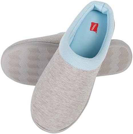 Hanes Women's Soft Waffle Knit Clog Slippers with Indoor/Outdoor Sole, Grey/Blue, X-Large | Image 3