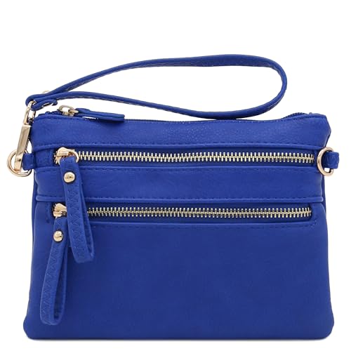 Image of FashionPuzzle Multi Zipper Pocket Small Wristlet Crossbody Bag