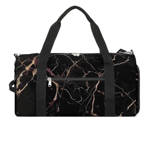 Black Gold Marble Gym Bag for Men Women Water Resistant Duffle Bag Travel Lightweight Bag for Travel Sports