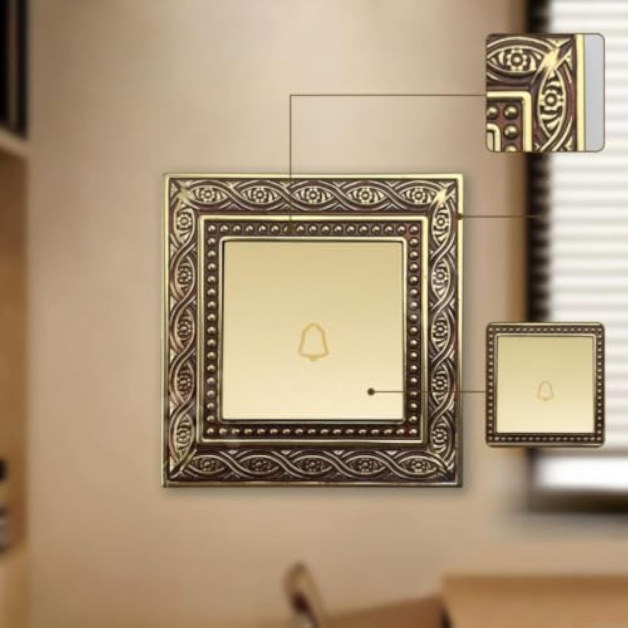 Antique-Style Floral Switch Plate with Brass-Colored Faceplate