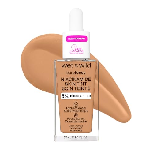 Image of wet n wild Bare Focus Skin Tint, 5% Niacinamide Enriched, Buildable Sheer Lightweight Coverage, Natural Radiant Finish, Hyaluronic & Vitamin Hydration Boost, Cruelty-Free & Vegan - Deep