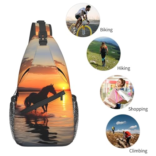 Mochila bandolera negra para senderismo y viaje miniatura 5