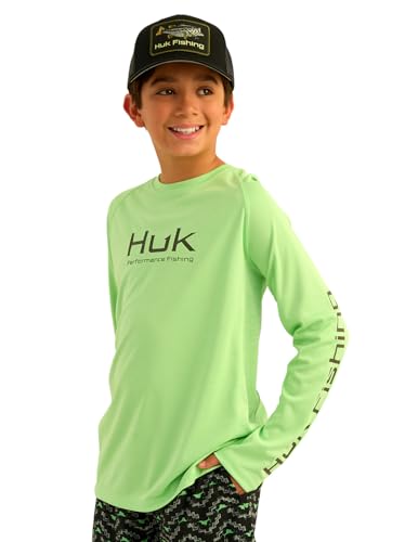 HUK boys Unisex Kids Pursuit Solid Long Sleeve Shirt, Fishing Shirt for Kids